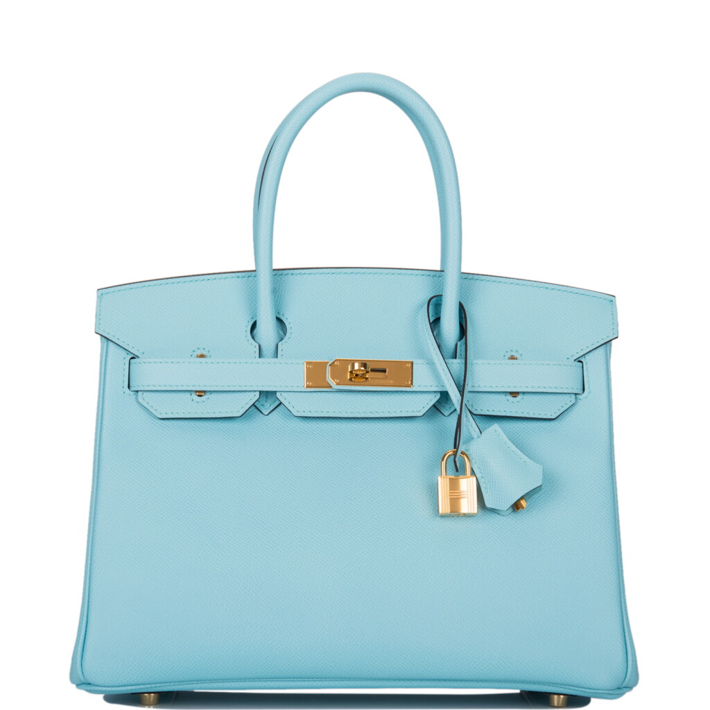 View full screen - View 1 of Lot 18. Hermès Bleu Atoll Birkin 30cm of Epsom Leather with Gold Hardware .