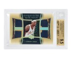 LeBron James Cleveland Cavaliers 2004-05 Upper Deck Exquisite Collection Patches Quad Parallel #E4P-LJ BGS 9.5 | 1-of-1 | Game-Used Patches