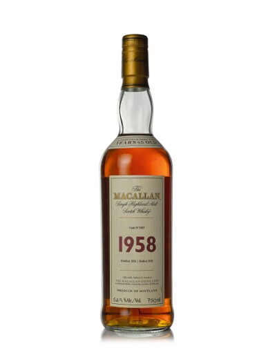 View full screen - View 1 of Lot 12. The Macallan Fine & Rare 43 Year Old 52.9 abv 1958 (1 BT75cl).
