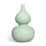 A fine and rare celadon-glazed double-gourd vase Seal mark and period of Yongzheng | 清雍正 粉青釉葫蘆瓶 《大清雍正年製》款