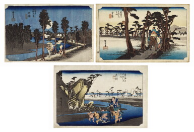 View full screen - View 1 of Lot 23. UTAGAWA HIROSHIGE (1797–1858) THREE WOODBLOCK PRINTS, EDO PERIOD (19TH CENTURY).