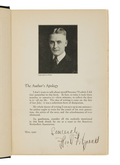 View full screen - View 1 of Lot 1073. Fitzgerald, F. Scott | This Side of Paradise, signed by the author.