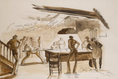 View full screen - View 1 of Lot 439. Study Sketch for Pool Hall.