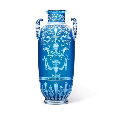 View full screen - View 1 of Lot 44. A Thomas Webb & Sons Large Cameo Two Handled Vase, Circa 1899.