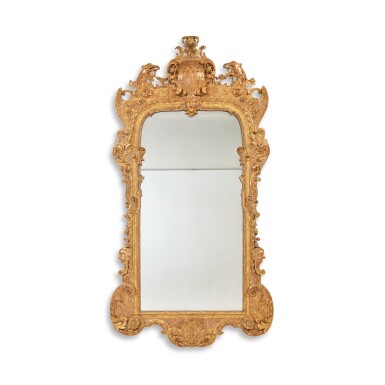 View full screen - View 1 of Lot 12. A George I Giltwood and Gilt Gesso Mirror in the manner of John Belchier, Circa 1725.