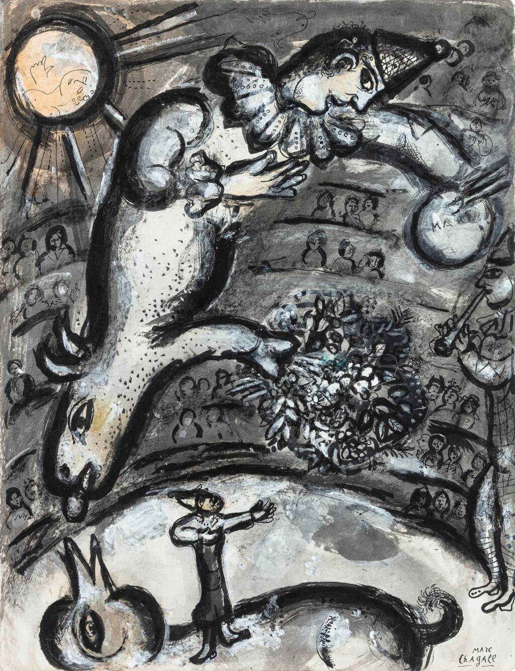 View full screen - View 1 of Lot 22. Gouache préparatoire pour la lithographie originale M. 526 (Cirque, Paris, Teriade Editeur 1967).
