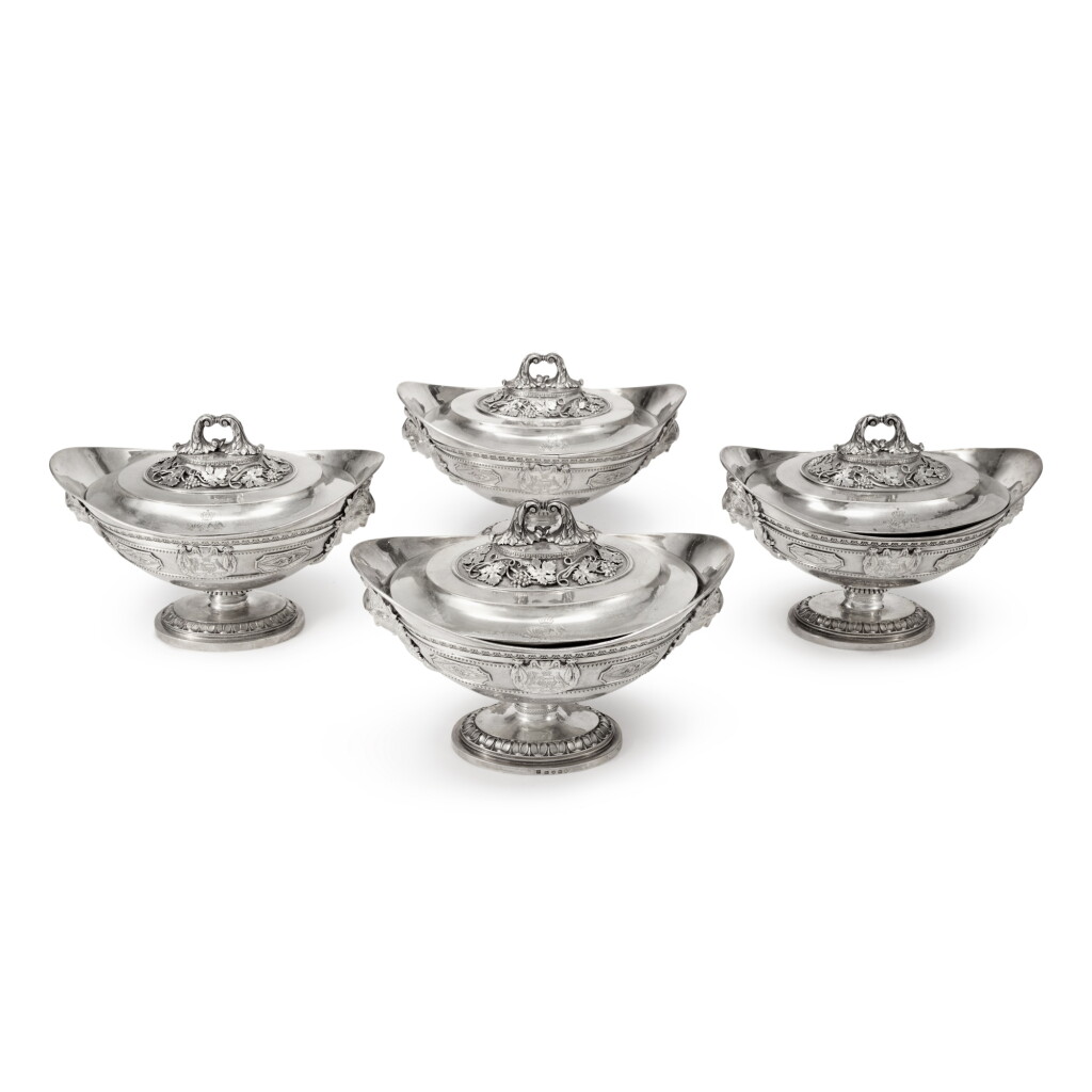 View full screen - View 1 of Lot 104. A Set of Four George III Silver Sauce Tureens and Covers, Digby Scott & Benjamin Smith, London, 1805.