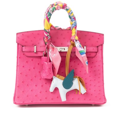 View full screen - View 1 of Lot 551. Rose Tyrien Ostrich Birkin 25 Palladium Hardware, 2019.
