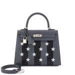 Limited Edition Ardoise, Black and Peppermint Epsom and Tadelakt Casaque Etoilee Kelly 25 Sellier Palladium Hardware, 2024