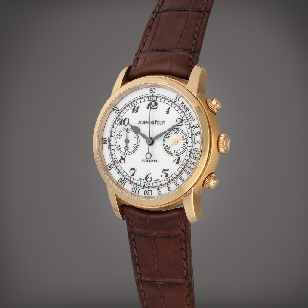 View full screen - View 1 of Lot 58. Jules Audemars, Reference 26100OR.OO.D088CR.01 | A pink gold chronograph wristwatch | Circa 2009.