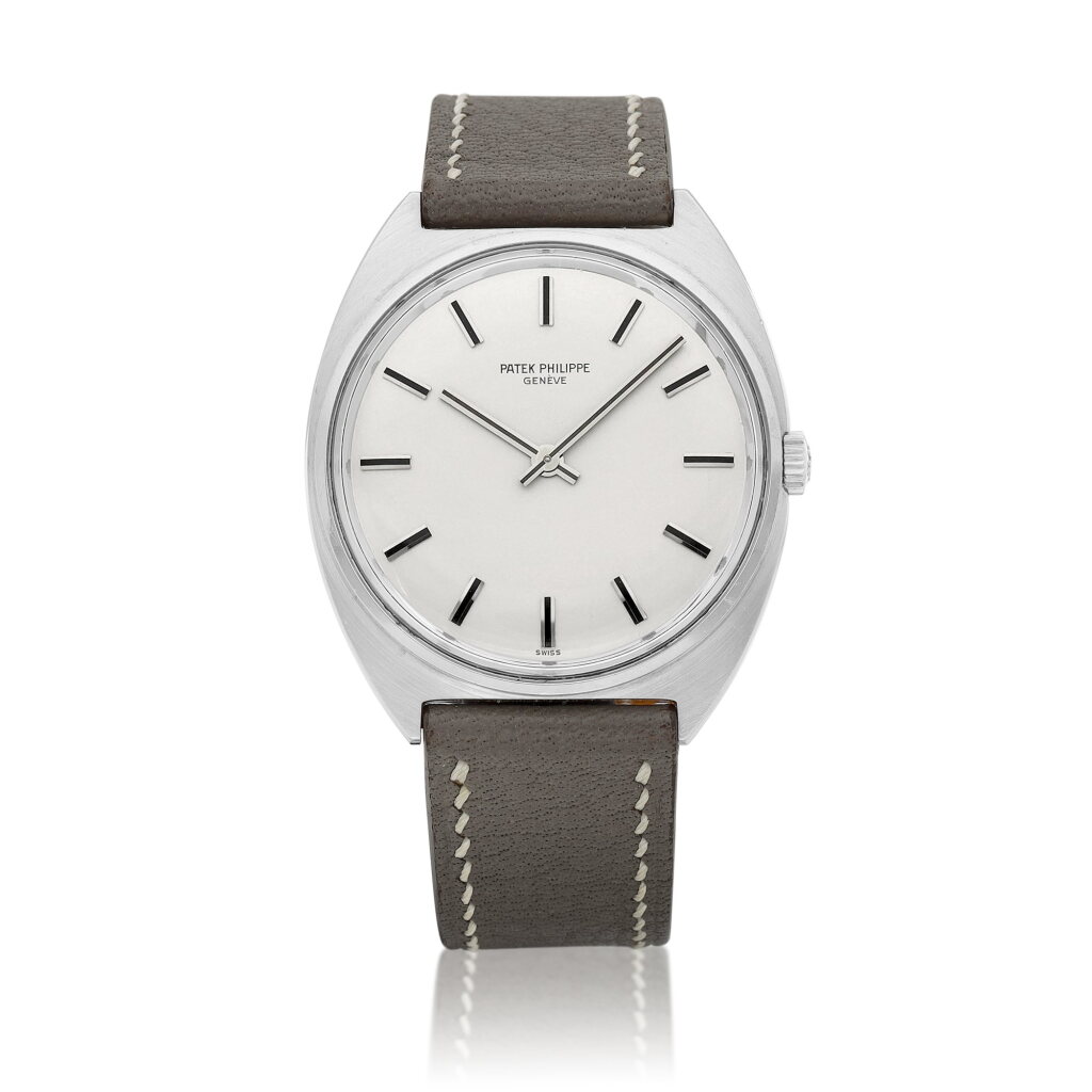 View full screen - View 1 of Lot 8767. Reference 3574 | A stainless steel wristwatch, Made in 1970 | 百達翡麗 | 型號3574 | 精鋼腕錶,1970年製.