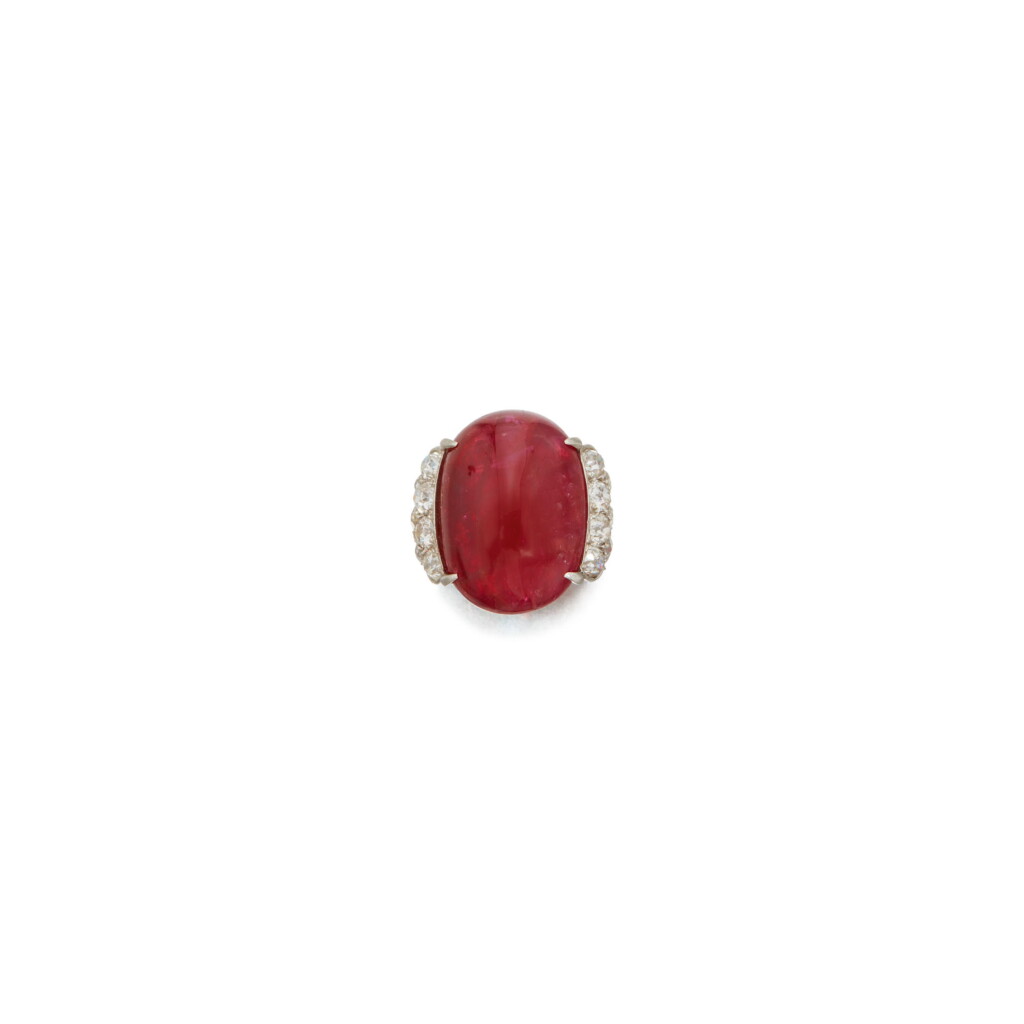View full screen - View 1 of Lot 19. RUBY AND DIAMOND RING, SEAMAN SCHEPPS.