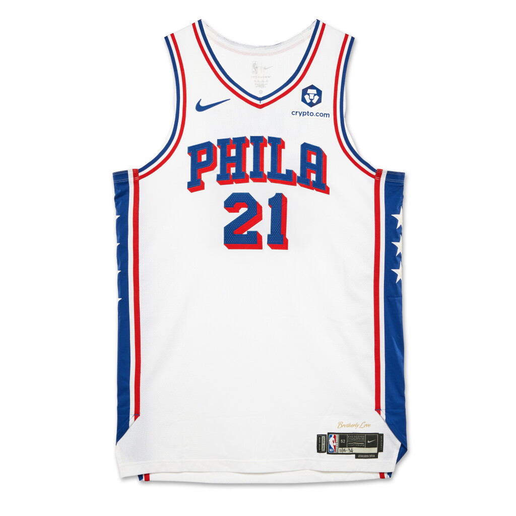 View full screen - View 1 of Lot 105. Joel Embiid Philadelphia 76ers 2024-2025 Emirates NBA Cup Game Worn Association Edition Jersey .