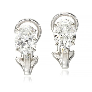 View full screen - View 1 of Lot 102. Pair of diamond earrings.