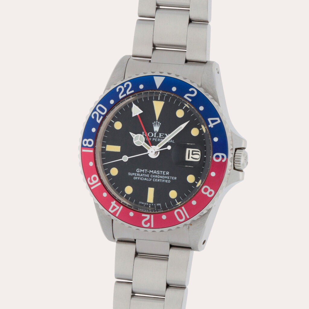 View full screen - View 1 of Lot 345. GMT-Master 'Pepsi, Reference 1675 | A stainless steel dual time zone wristwatch with date and bracelet | Circa 1979.