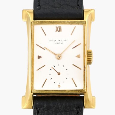 View full screen - View 1 of Lot 106. 'Eiffel Tower', Reference 2441 | A yellow gold rectangular wristwatch | Circa 1948.