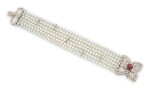 CULTURED PEARL, DIAMOND AND RUBY BRACELET (BRACCIALE CON PERLE COLTIVATE, DIAMANTI E RUBINO)