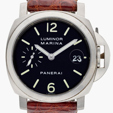 View full screen - View 1 of Lot 636. Reference PAM00048 Luminor Marina | A limited edition stainless steel automatic wristwatch with date, Circa 2000.