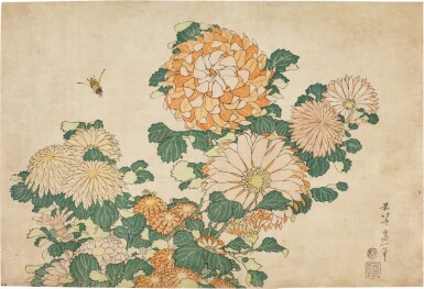 View full screen - View 1 of Lot 22. Katsushika Hokusai (1760-1849) | Chrysanthemums and Horsefly | Edo period, 19th century.