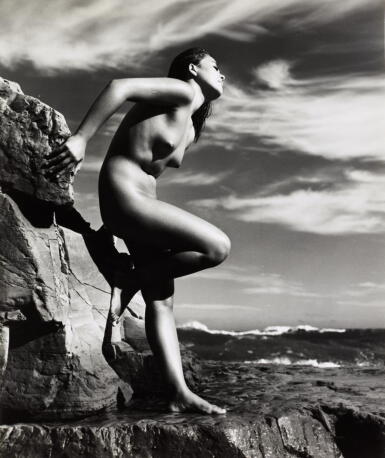 View full screen - View 1 of Lot 48. YOSHIYUKI IWASE | UNTITLED (NUDE LEANING BACK ON ROCK), C.1955.