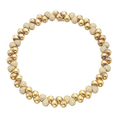 View full screen - View 1 of Lot 114. GOLD AND DIAMOND NECKLACE.