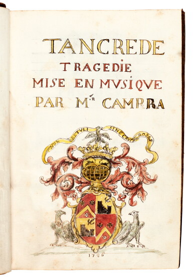 View full screen - View 1 of Lot 15. A. Campra. Early eighteenth-century manuscript short score of the opera "Tancrède", 1726.