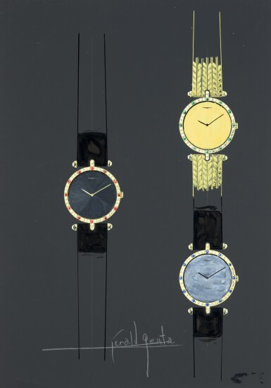 View full screen - View 1 of Lot 1014. An original prototype design of three wristwatches with accompanying NFT, Circa 1980 .