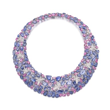 View full screen - View 1 of Lot 205. Coloured Sapphire and Diamond Necklace | 彩色剛玉 配 鑽石 項鏈.