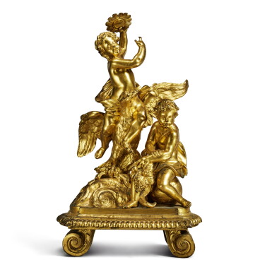 View full screen - View 1 of Lot 67. A Louis XIV Gilt-Bronze Allegorical Figural Putti Group, Early 18th Century .