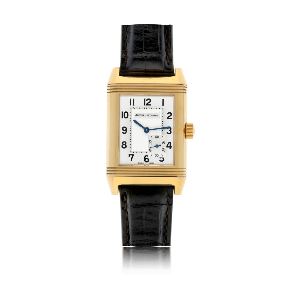 View full screen - View 1 of Lot 86. JAEGER-LECOULTRE | REF 240.214 REVERSO, A PINK GOLD RECTANGULAR REVERSIBLE WRISTWATCH WITH POWER RESERVE INDICATION CIRCA 2005.
