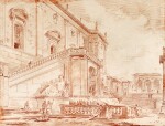 Roman view: the fountain and stairs of the Palace of the Senators