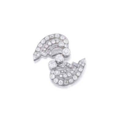View full screen - View 1 of Lot 47. Broche diamants | Diamond brooch.