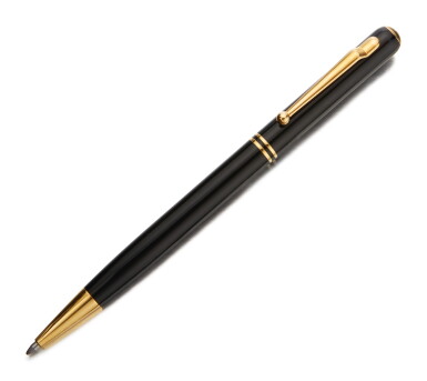 View full screen - View 1 of Lot 47. DUNHILL | A GOLD PLATED AND BLACK LACQUER BALLPOINT PEN, CIRCA 2000.
