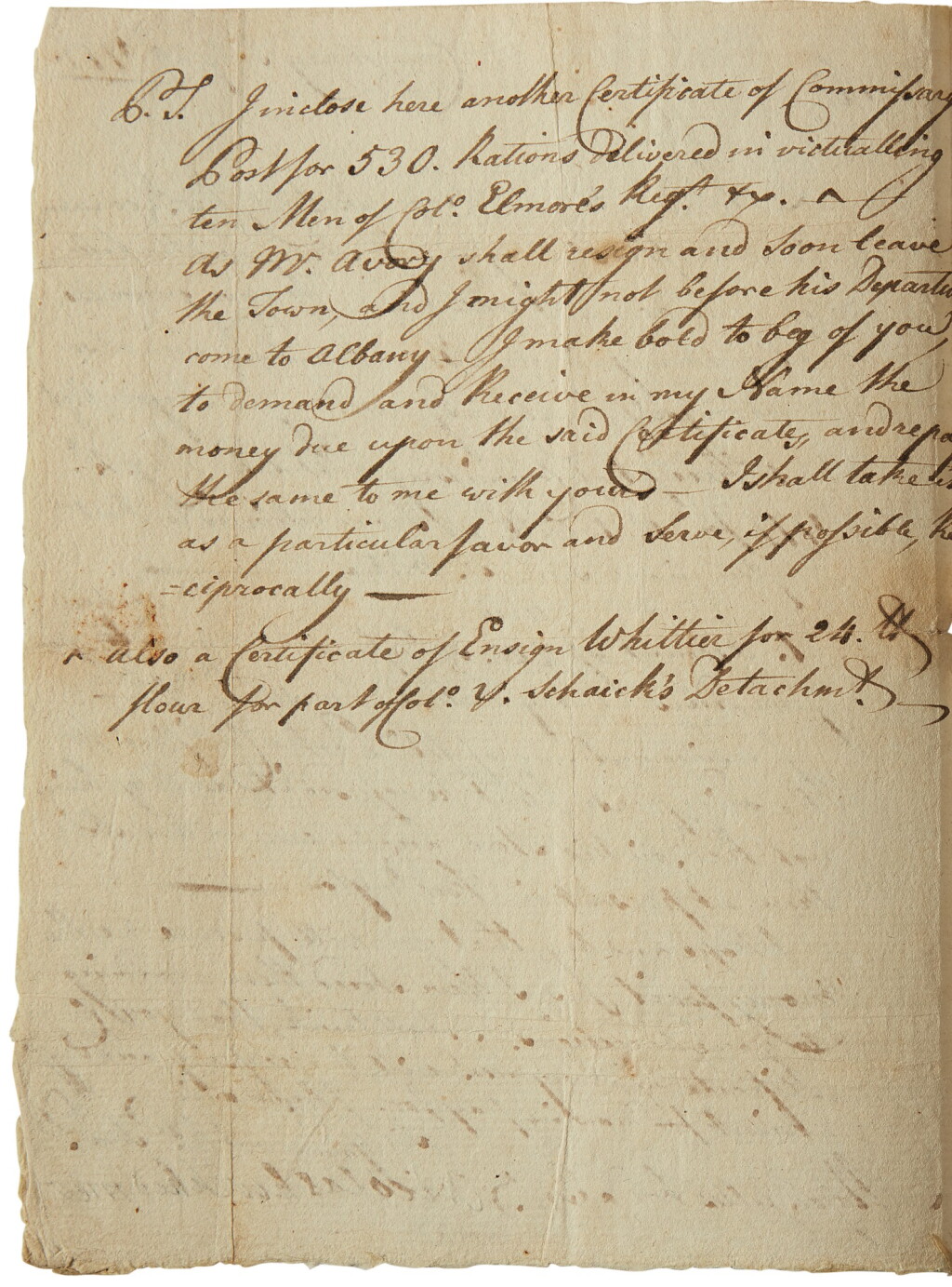 View full screen - View 1 of Lot 2117. Herkimer, Nicholas. Letter signed 29 July 1777, to Jelles Fonde, one week before the Battle of Oriskany.