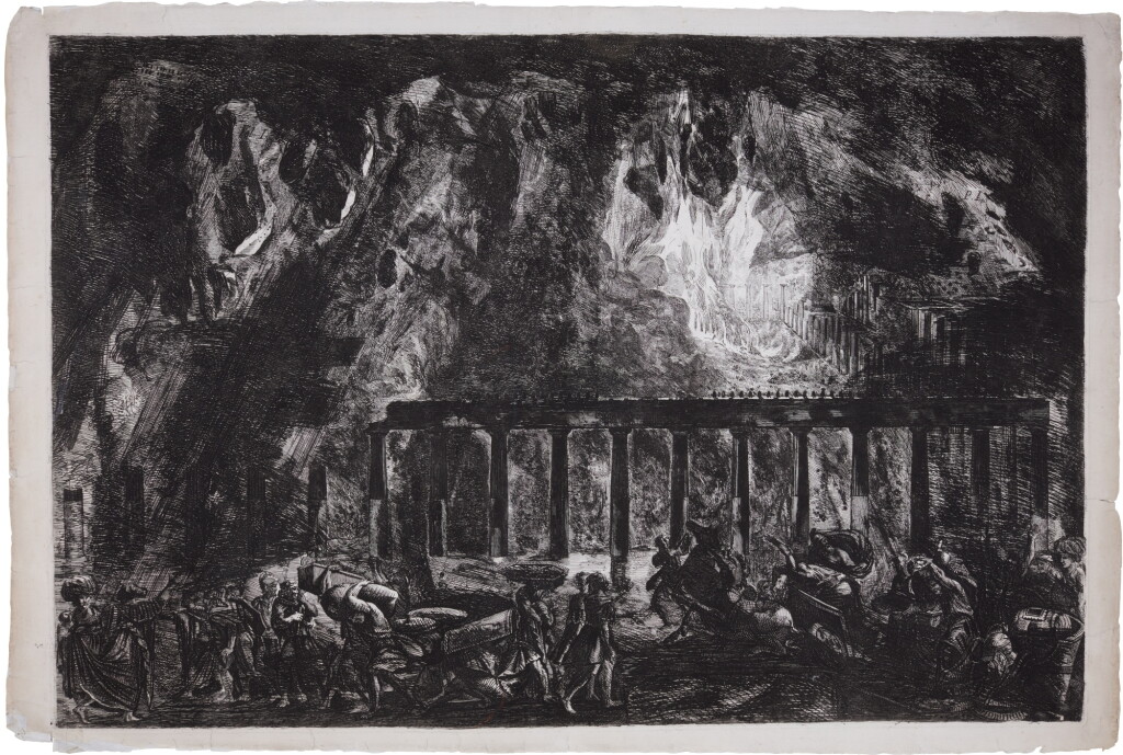 View full screen - View 1 of Lot 87. Feu au Temple de Jupiter (Hind p. 90, Le Blanc 12).