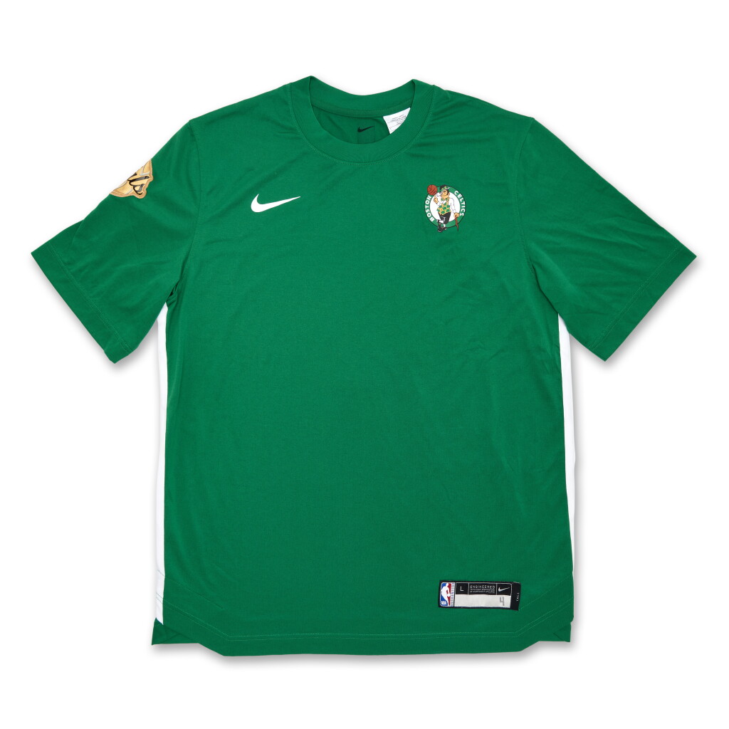 View full screen - View 1 of Lot 18. Jrue Holiday Boston Celtics 2024 NBA Finals Game Worn Short Sleeve Shooting Shirt | Game 3.