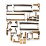 A set of ten brass and chrome metal door knobs, 20th century