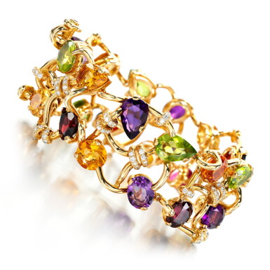 View full screen - View 1 of Lot 149. Gem set and diamond bracelet.