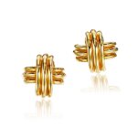 'X' Pair of Gold Ear Clips | 蒂芙尼 | 'X' K金 耳夾一對