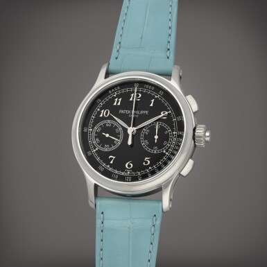 View full screen - View 1 of Lot 15. Reference 5370P-001 | A platinum split-seconds chronograph wristwatch | Circa 2021.