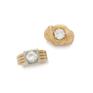 View full screen - View 1 of Lot 82. Two diamond ring (Due anelli in diamanti)1940.