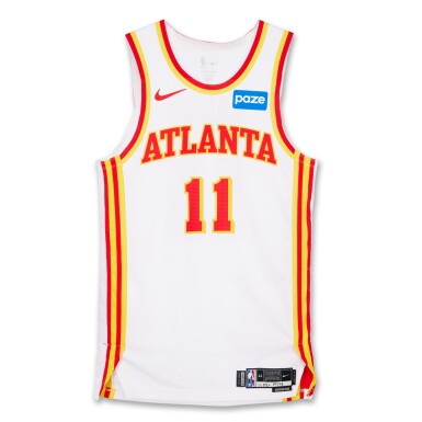 View full screen - View 1 of Lot 23. Trae Young Atlanta Hawks 2025-2026 Game Worn Association Edition Jersey | Double-Double.