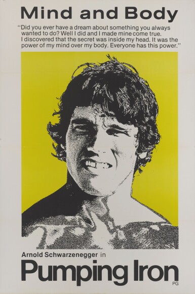 View full screen - View 1 of Lot 300. PUMPING IRON (1977) ARNOLD SCHWARZENEGGER POSTER, US.