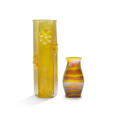 View full screen - View 1 of Lot 6. An Art Nouveau glass pentagonal section vase.