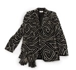 Saint Laurent Paris Black Velvet Zebra Jacket, circa 2000 | Veste en velours, nylon, broderies de sequins et chaînes en métal argenté et plastique noir, circa 2000