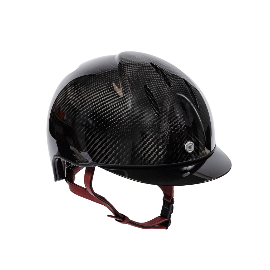 View full screen - View 1 of Lot 452. Carbon fiber Riding helmet Black and Rouge H, size 56.