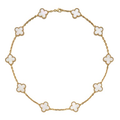 View full screen - View 1 of Lot 355. Gold and Mother-of-Pearl 'Vintage Alhambra' Necklace, France.