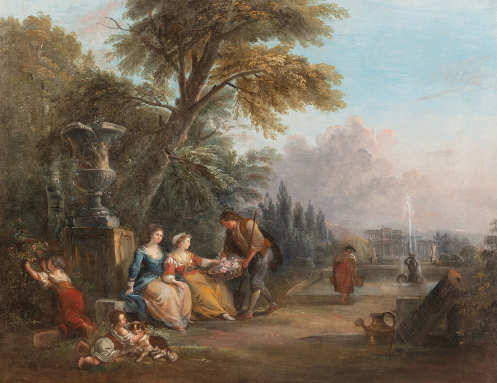 View full screen - View 1 of Lot 37. A pastoral scene with a castle | Pastorale et ruines.