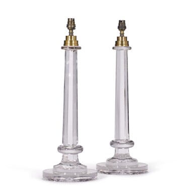View full screen - View 1 of Lot 117. A pair of Edwardian style glass table lamps, 20th century.