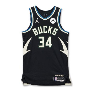 View full screen - View 1 of Lot 1. Giannis Antetokounmpo Milwaukee Bucks 2024-2025 Emirates NBA Cup Game Worn Statement Edition Jersey | Triple-Double | 37 Points | 2024 NBA Cup MVP and Champion.